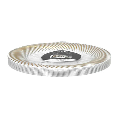Platos Plástico Llano de 7" Home Elegance / 10 Piezas / Blanco - Dorado - Home Elegance - Titan.com.pa - 2100000035649