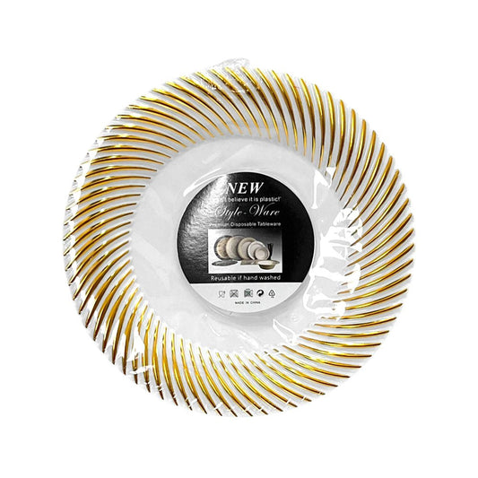Platos Plástico Llano de 7" Home Elegance / 10 Piezas / Blanco - Dorado - Home Elegance - Titan.com.pa - 2100000035649