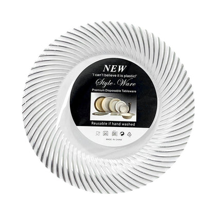 Platos Plástico Redondo 10" Home Elegance / 10 Piezas / Blanco - Plateado - Home Elegance - Titan.com.pa - 2100000454648