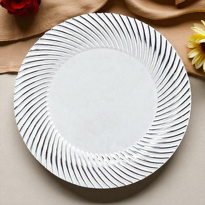 Platos Plástico Redondo de 7" Home Elegance / 10 Piezas / Blanco - Plateado - Home Elegance - Titan.com.pa - 2100000167302