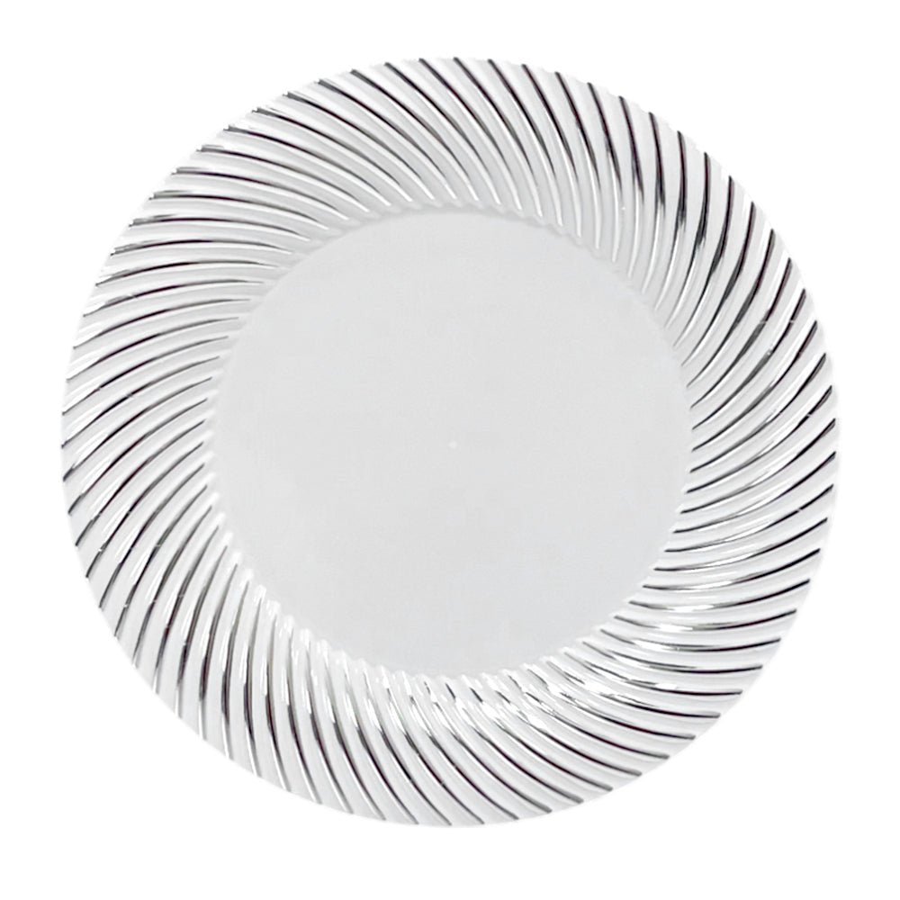 Platos Plástico Redondo de 7" Home Elegance / 10 Piezas / Blanco - Plateado - Home Elegance - Titan.com.pa - 2100000167302