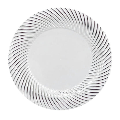 Platos Plástico Redondo de 7" Home Elegance / 10 Piezas / Blanco - Plateado - Home Elegance - Titan.com.pa - 2100000167302