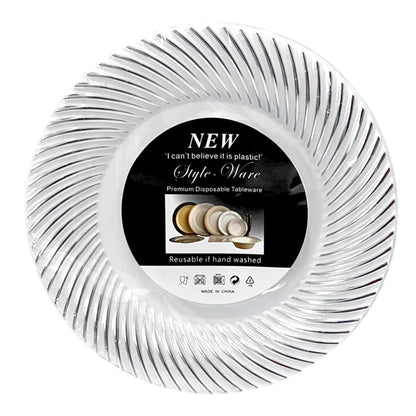 Platos Plástico Redondo de 7" Home Elegance / 10 Piezas / Blanco - Plateado - Home Elegance - Titan.com.pa - 2100000167302