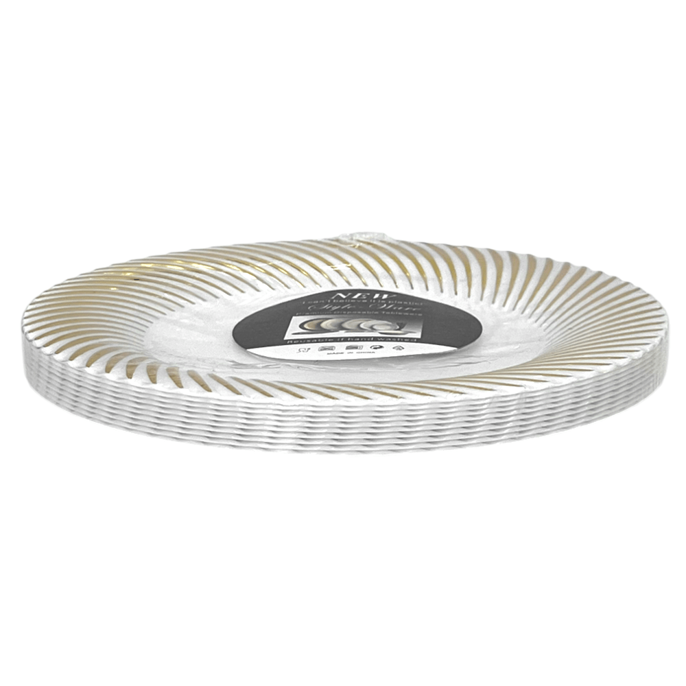 Platos Redondo 10" Home Elengace de Plástico / 10 Piezas / Dorado con Blanco - Home Elegance - Titan.com.pa - 2100000885299
