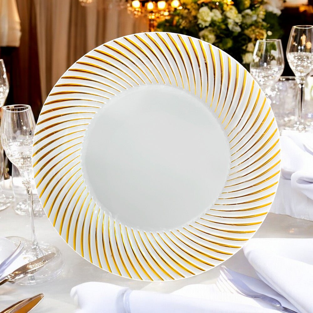 Platos Redondo 10" Home Elengace de Plástico / 10 Piezas / Dorado con Blanco - Home Elegance - Titan.com.pa - 2100000885299