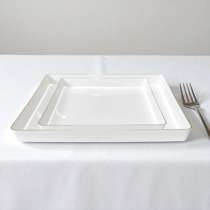 Platos Reutilizables Lillian / 20 Piezas / Blanco con Borde Dorado - Lillian - Titan.com.pa - 2150110572831