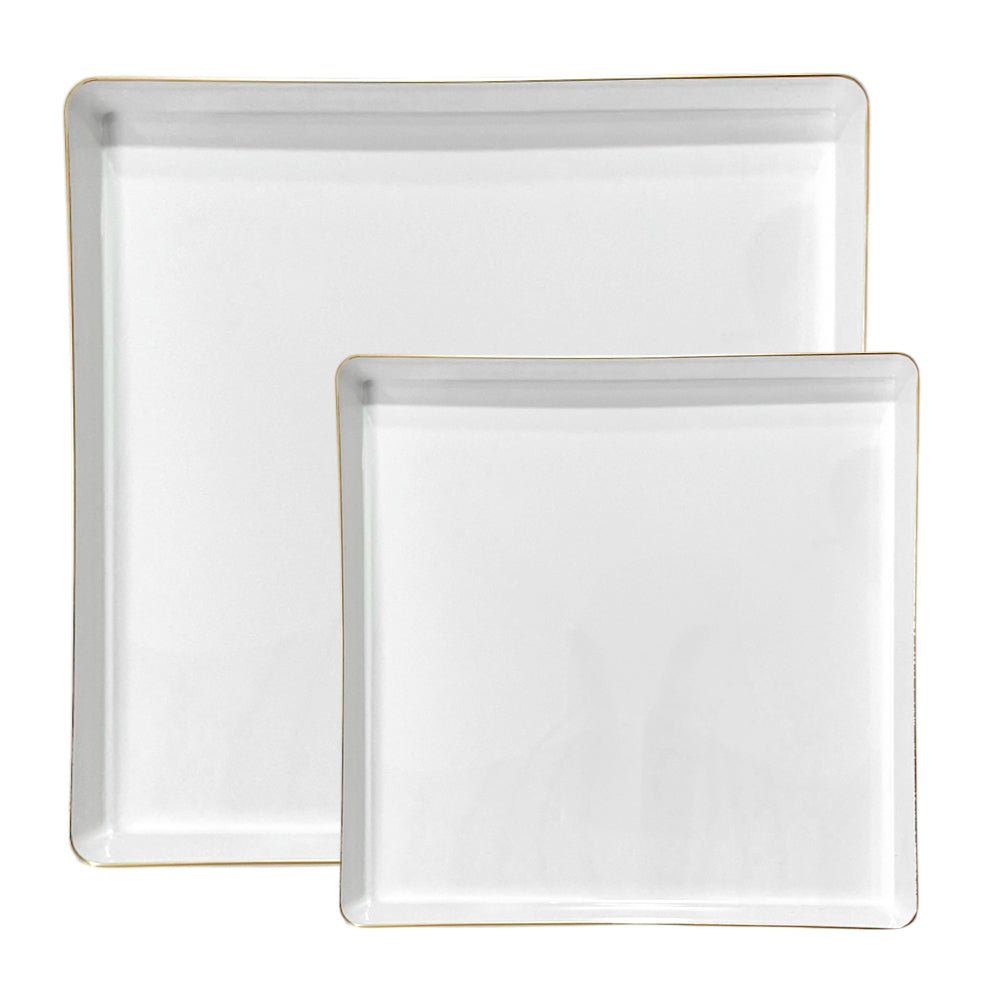 Platos Reutilizables Lillian / 20 Piezas / Blanco con Borde Dorado - Lillian - Titan.com.pa - 2150110572831
