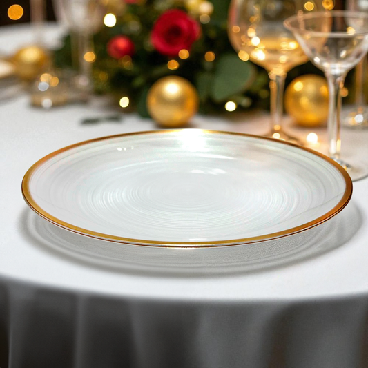 Plato LLano Reutilizable de 10" Home Elegance / 10 Piezas / Borde Dorado