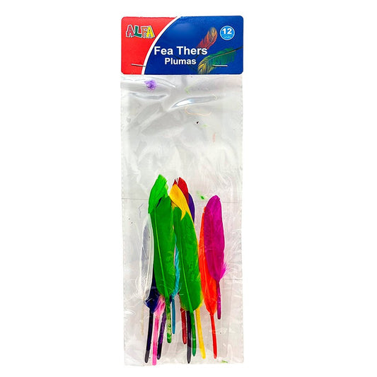 Plumas de Colores Alfa – Surtidas / 12 Unidades - Alfa - Titan.com.pa - 7593990028909