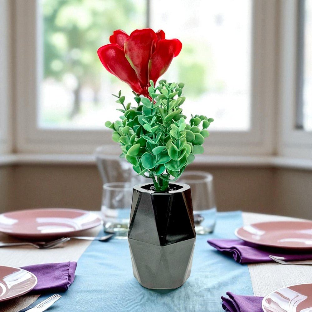 Pote Decorativo Con Flor Gelincik Dekor / Plástico / 5" / Surtido - Gelincik Dekor - Titan.com.pa - 8681333003115