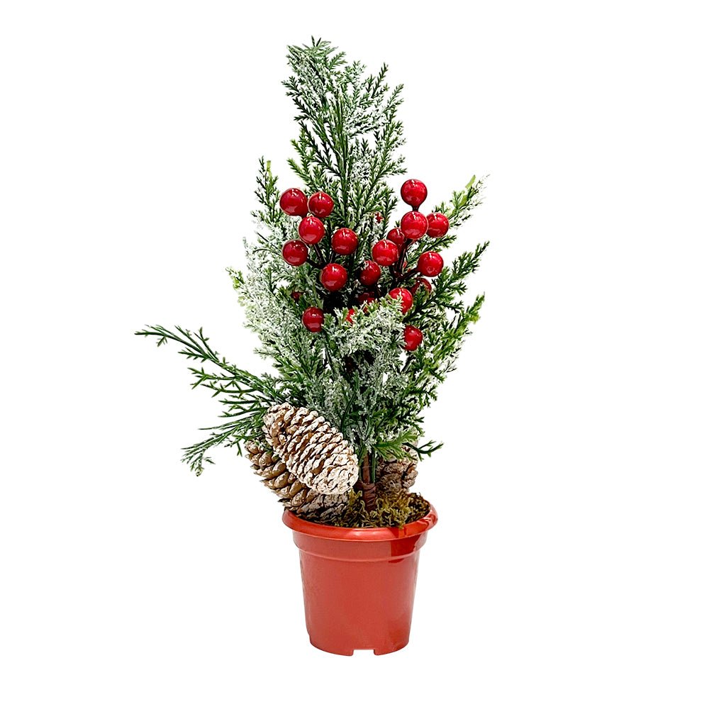 Pote Decorativo Navideño Miro Christmas Estilo Pino - Bayas / 35Cm / Green - Red - Miro Christmas - Titan.com.pa - 7450206293813