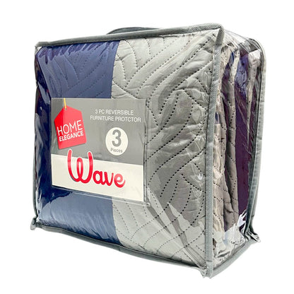 Protector de Sofá Reversible Home Elegance Wave 3 Piezas / Azul Marino - Gris - Home Elegance - Titan.com.pa - 2100000451548