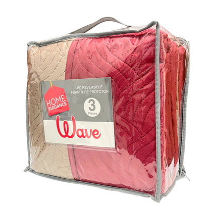 Protector de Sofá Reversible Home Elegance Wave 3 Piezas / Burgundy - Taupe - Home Elegance - Titan.com.pa - 2100000804603