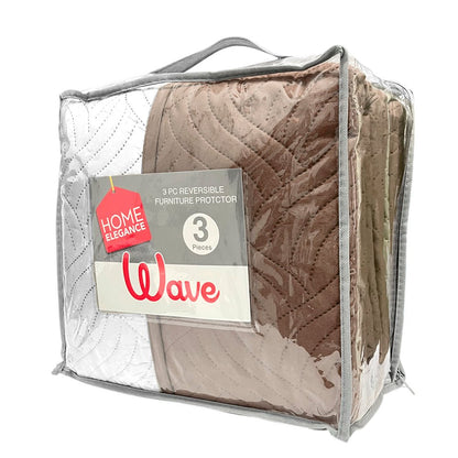 Protector de Sofá Reversible Home Elegance Wave 3 Piezas / Chocolate - Beige - Home Elegance - Titan.com.pa - 2100000602100