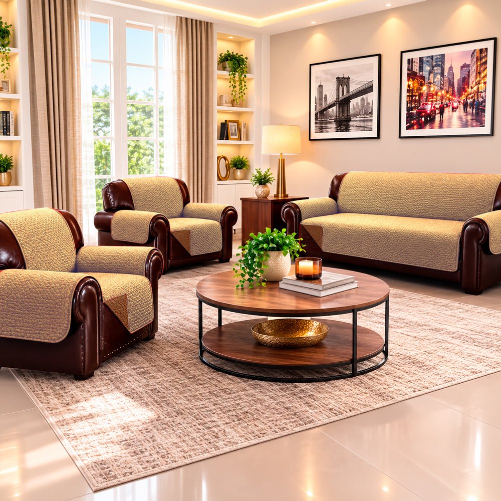 Protector de Sofá Reversible Home Elegance Wave 3 Piezas / Dorado-Chocolate - Home Elegance - Titan.com.pa - 2100000834754