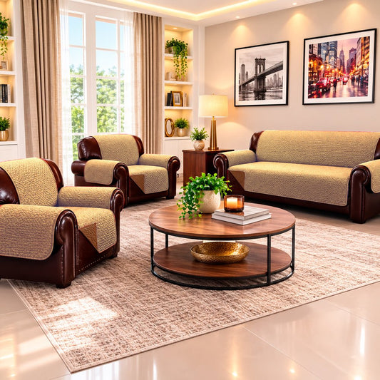 Protector de Sofá Reversible Home Elegance Wave 3 Piezas / Dorado-Chocolate - Home Elegance - Titan.com.pa - 2100000834754