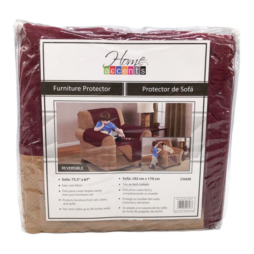 Protector Para Sofá Home Accents 1 Puesto Reversible - Rojo oscuro