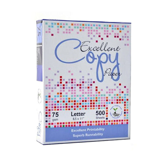 Resma de 500 Hojas Blancas Excellent de 8.5" x 11" 75gsm