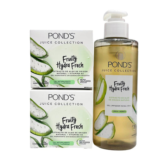 Rutina Ponds Gel Limpiadora + Gel Hidratante Fruity Hydra Fresh Aloe 3 Piezas - Ponds - Titan.com.pa - 7411000359143