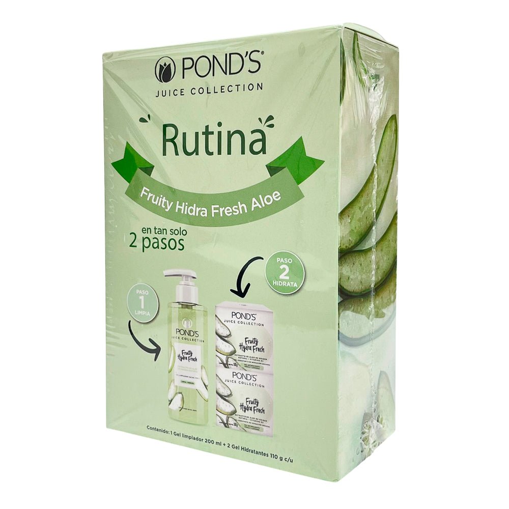 Rutina Ponds Gel Limpiadora + Gel Hidratante Fruity Hydra Fresh Aloe 3 Piezas - Ponds - Titan.com.pa - 7411000359143