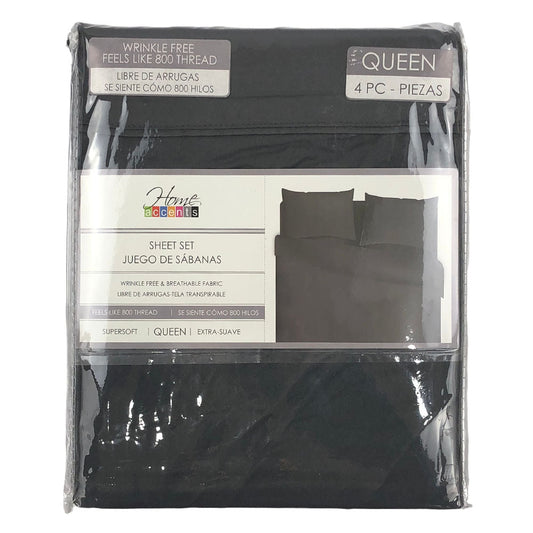 Sábana Home Accents 4 Piezas Gris Oscuro - FULL