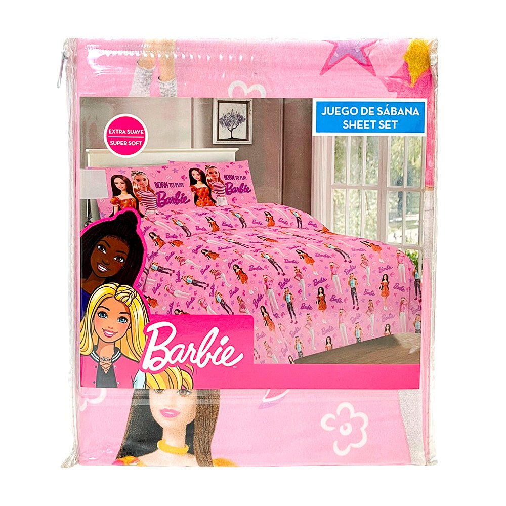Sábana Twin Barbie/Born To Play 3 Piezas Infantil - Mattel - Titan.com.pa - 7453112339064