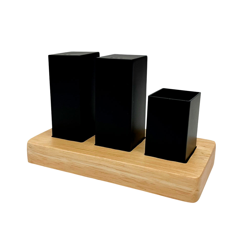 Set de salero y pimentero de metal Home Elegance con base.