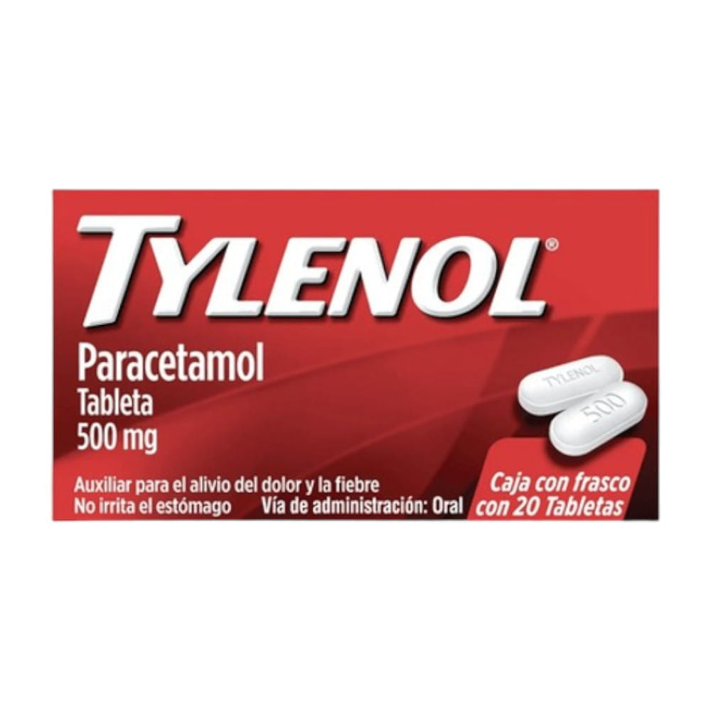 Caja Con Frasco Tylenol 20 Tabletas