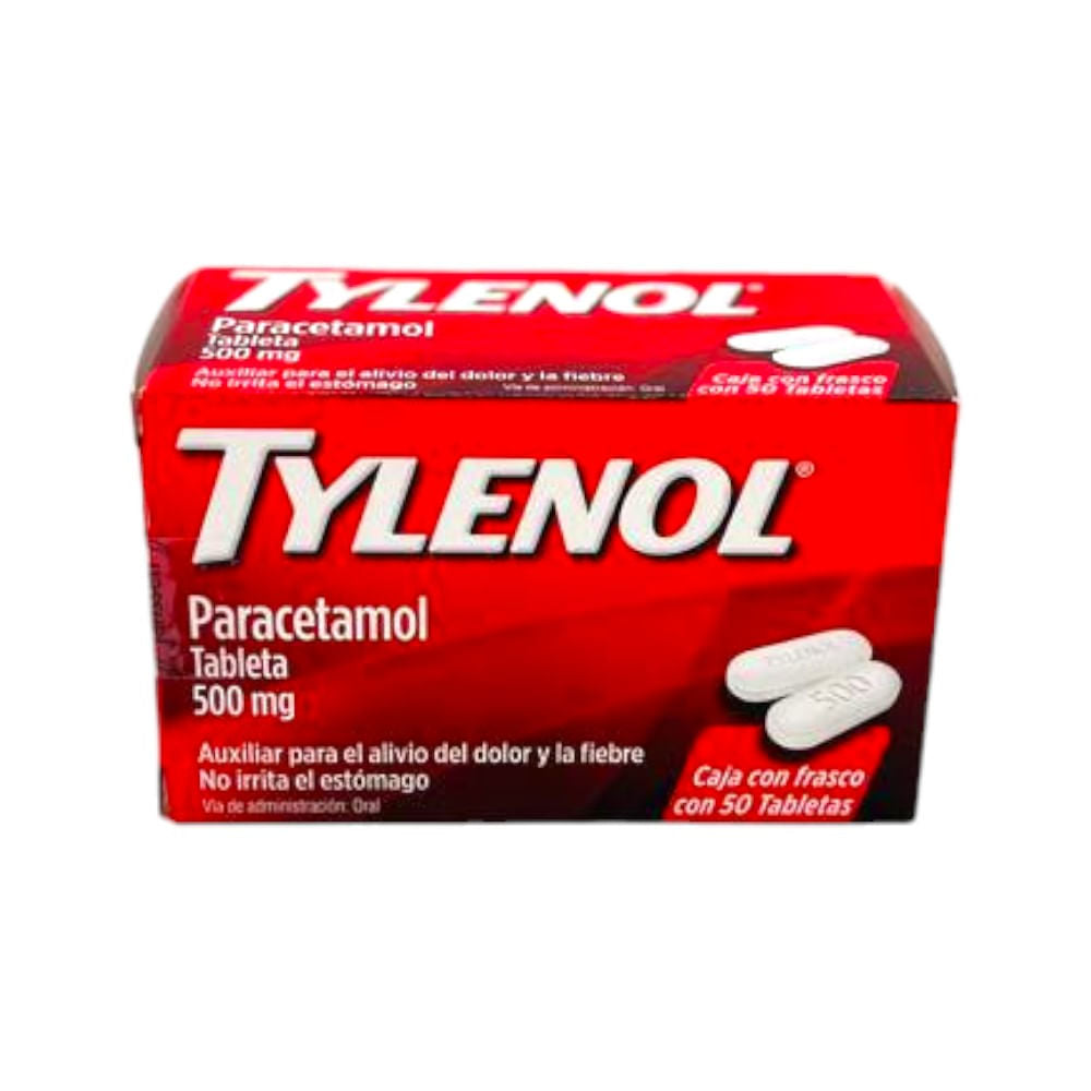 Caja Con Frasco Tylenol 50 Tabletas