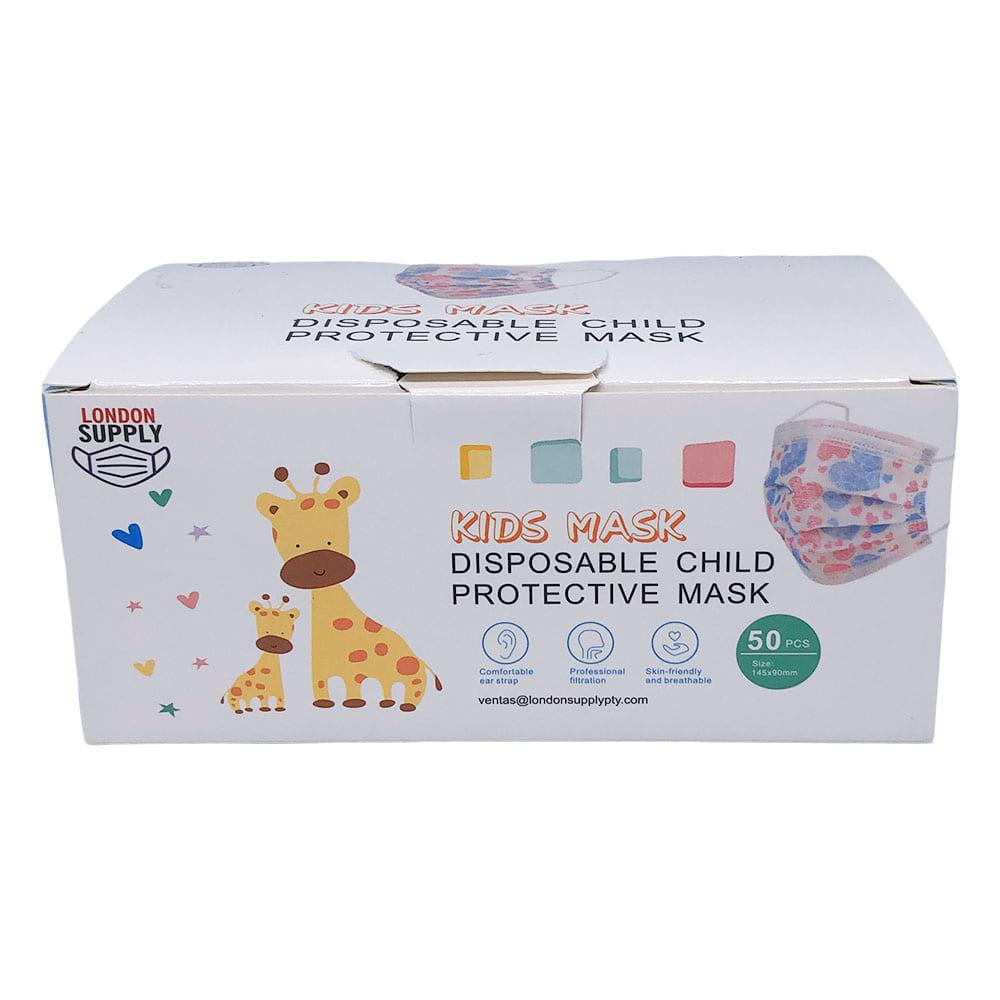 Mascarillas Desechables 3 Pliegues Para Niña de 50 Piezas