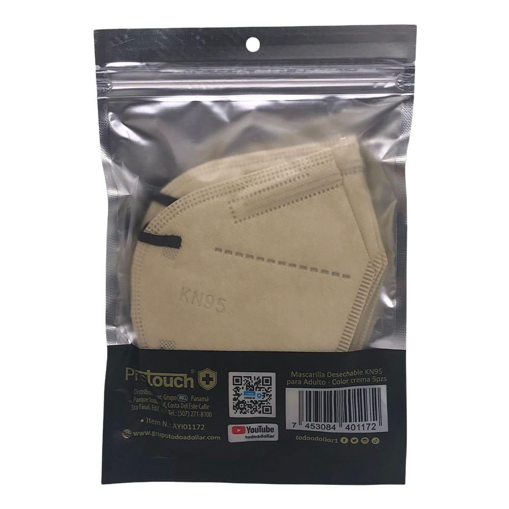 Mascarilla Desechable KN95 Crema 5 Piezas