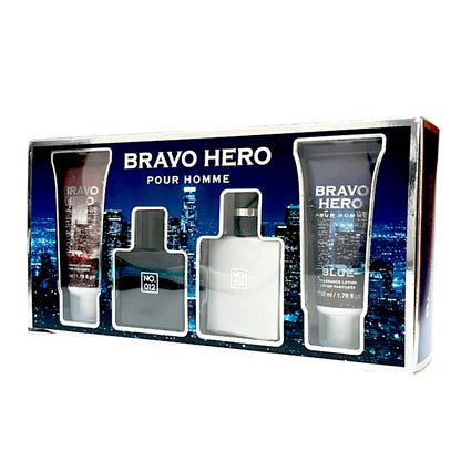 Estuche Perfume Bravo Hero Pour Homme Caballero 4 Piezas
