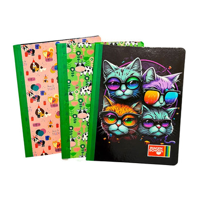 Set 3 Cuaderno Cosido Pequeño Imagen School / 200 Páginas / Raya Ancha / Girl - Imagen School - Titan.com.pa - 2100000713578