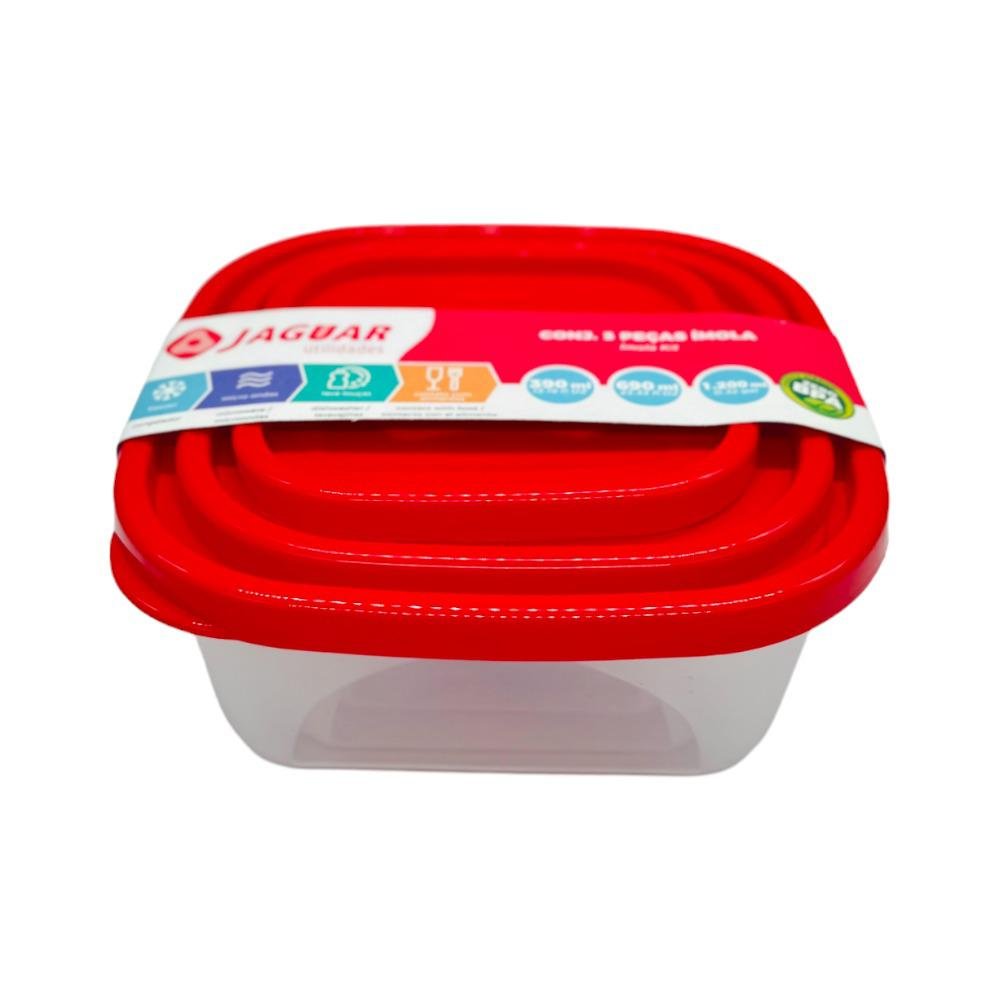 Set de 3 Envases Jaguar Utilidades Cuadrado Surtido