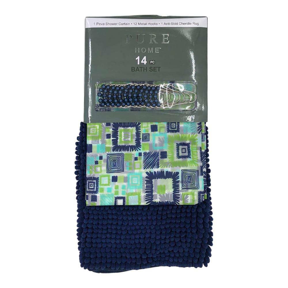 Set de Alfombra Para Baño Popular Bath Aqua Mosaic 14 Piezas