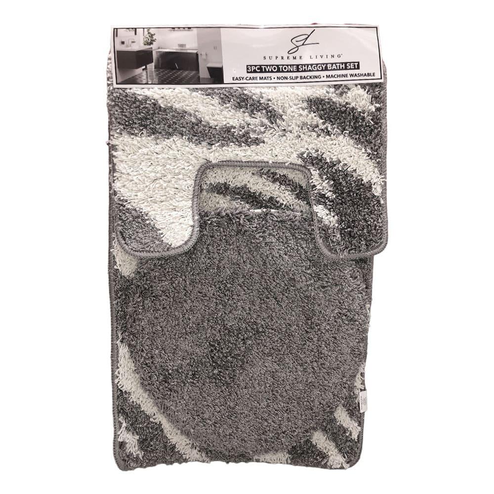 Set de Alfombras Para Baño Supreme 3 Piezas - Gris Claro