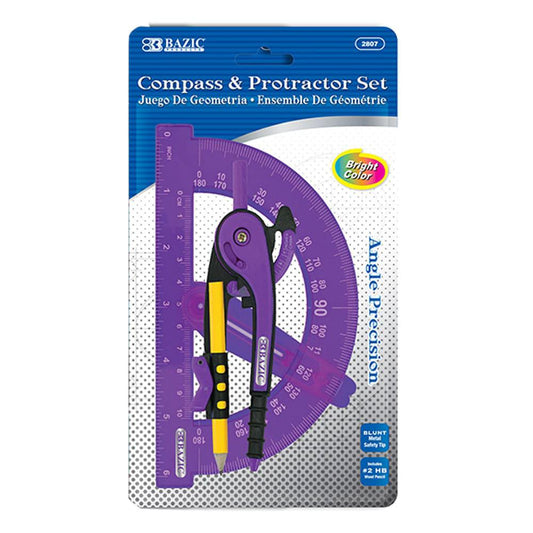 Set de Compas y Transportador Bazic - Surtido