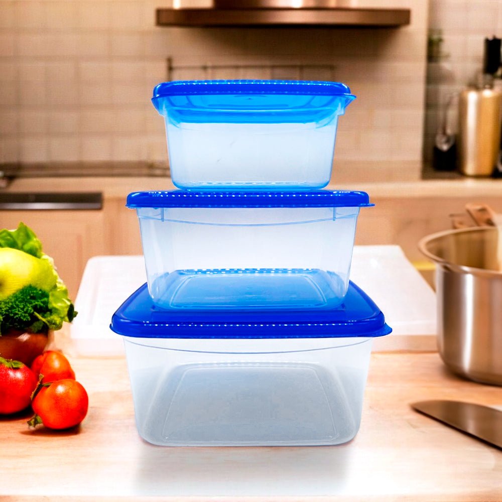 Set de Envases Cuadrado de Plástico Senyayla Plastik 3 Piezas - Azul - SENYAYLA PLASTIK - Titan.com.pa - 8693135028401