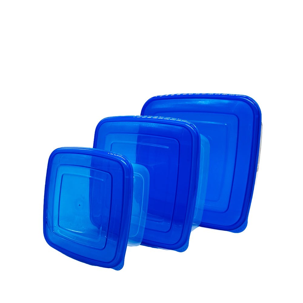 Set de Envases Cuadrado de Plástico Senyayla Plastik 3 Piezas - Azul - SENYAYLA PLASTIK - Titan.com.pa - 8693135028401