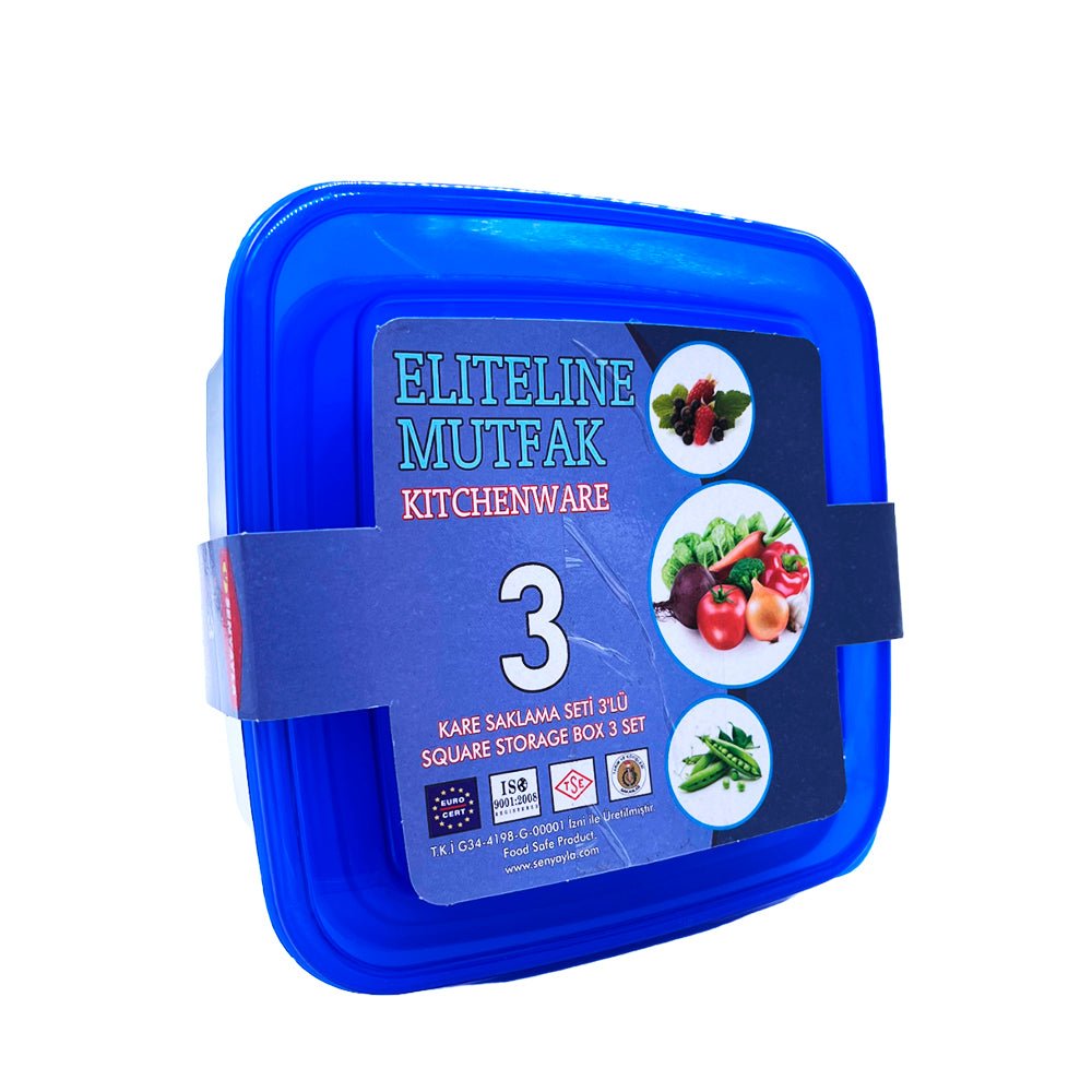 Set de Envases Cuadrado de Plástico Senyayla Plastik 3 Piezas - Azul - SENYAYLA PLASTIK - Titan.com.pa - 8693135028401