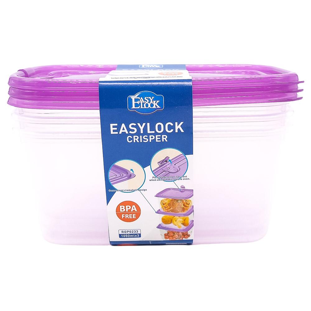 Set de Envases Plásticos Easy Lock Rectangular 3 Piezas