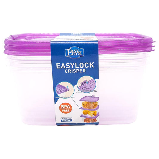 Set de Envases Plásticos Easy Lock Rectangular 3 Piezas