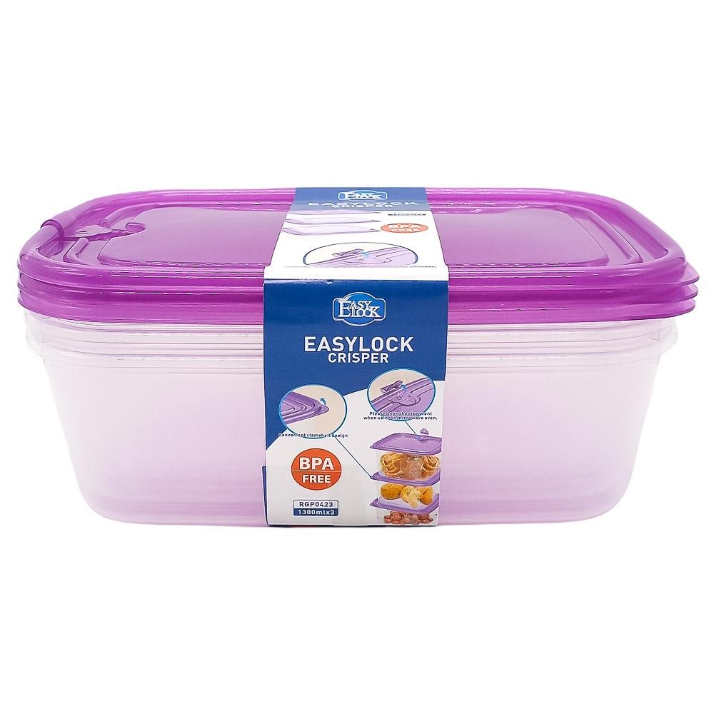 Set de Envases Plásticos Easy Lock Rectangular 3 Piezas