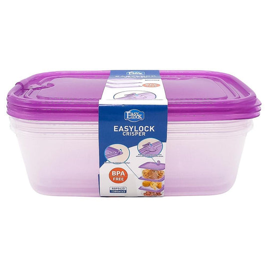 Set de Envases Plásticos Easy Lock Rectangular 3 Piezas