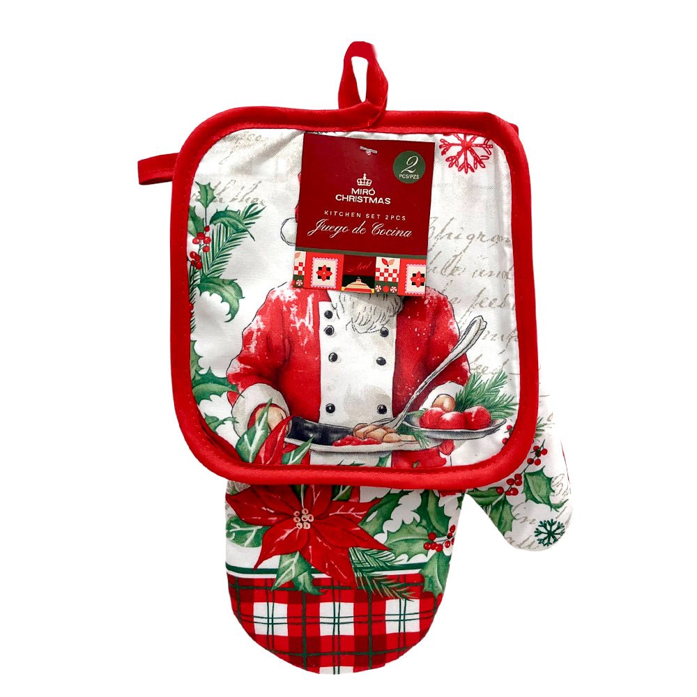 Set De Guante/Agarrador De Cocina Santa - Miro Christmas