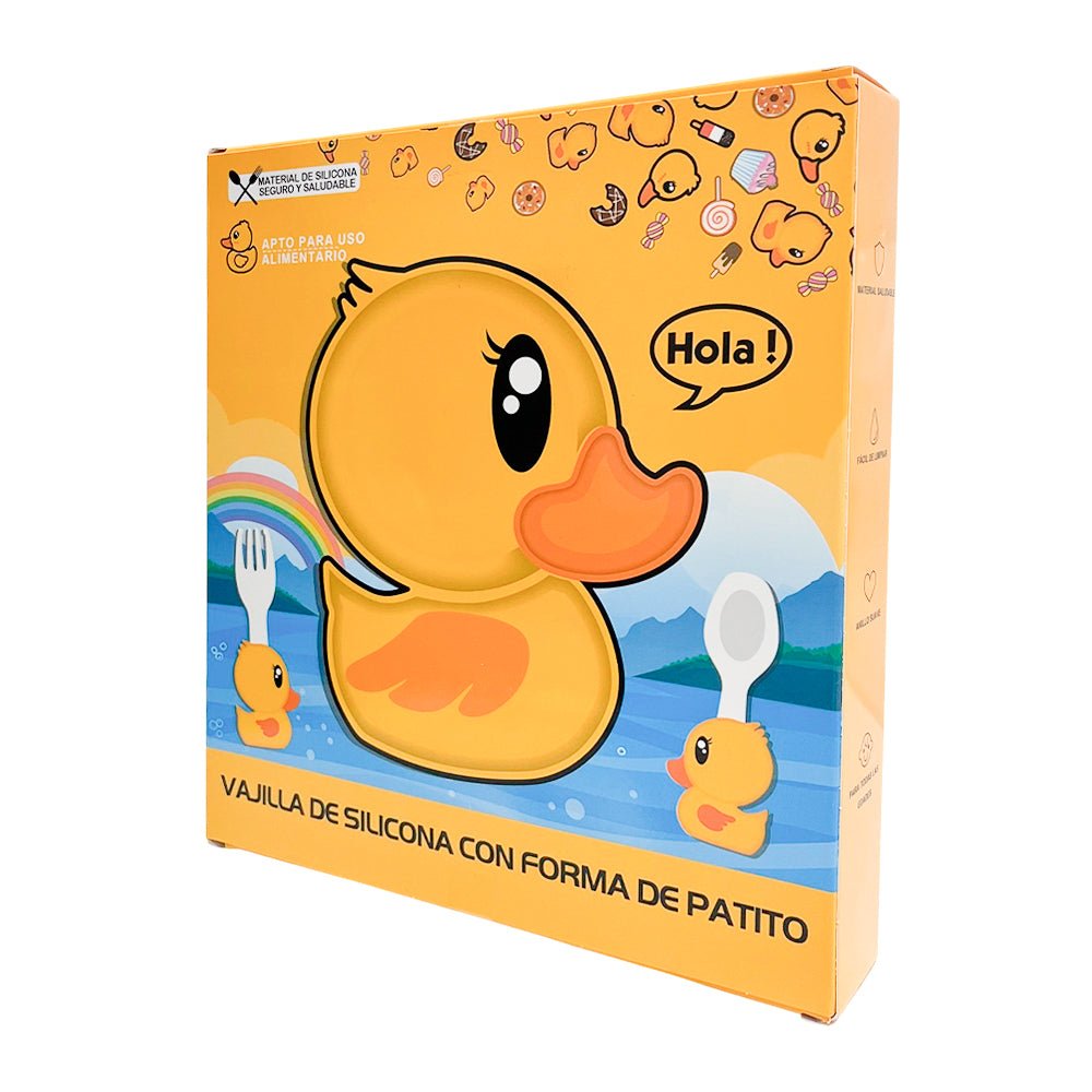 Set de Plato y Cubiertos Boggy Para Bebé / Diseño de Patito - Boogy - Titan.com.pa - 7453136600980