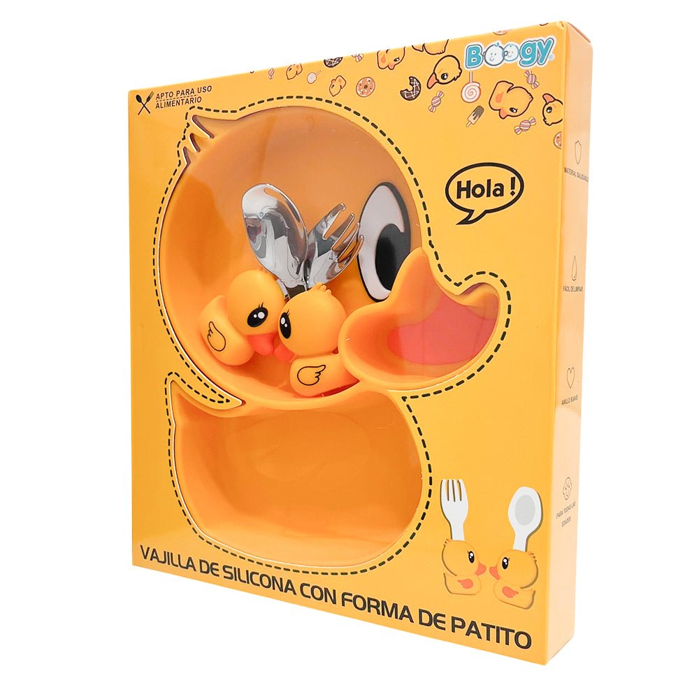 Set de Plato y Cubiertos Boggy Para Bebé / Diseño de Patito - Boogy - Titan.com.pa - 7453136600980