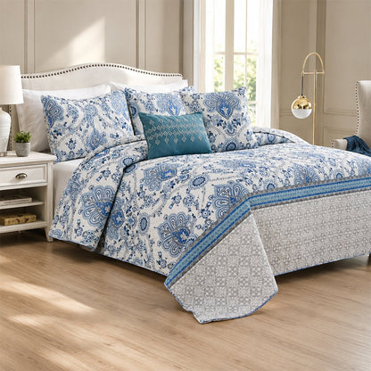 Juego de sobrecama Queen reversible Luxury Danika Blue