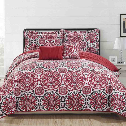 Sobrecama Rt Designer Juego 5 Piezas Reversible - Queen