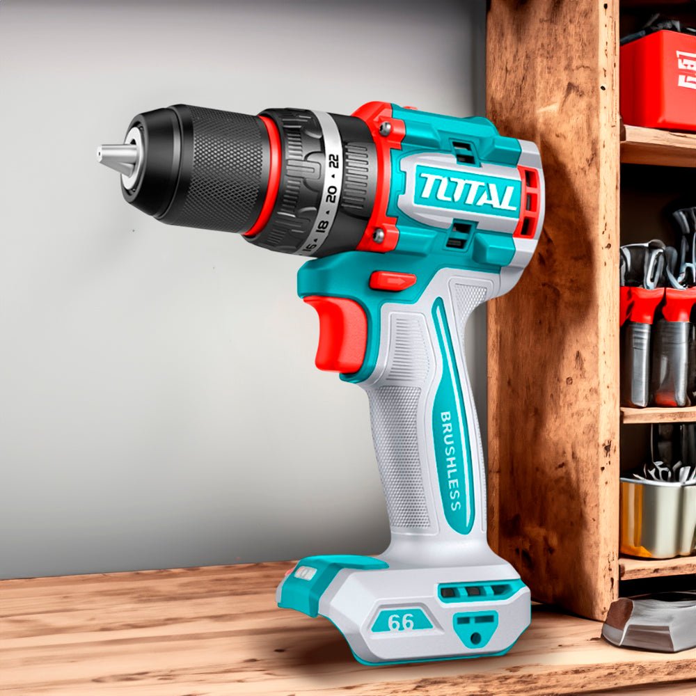 Taladro Inalámbrico Total 20V / 1/2" / 66Nm Impacto. / Motor Sin Escobillas / Incluye 2 Baterías Y Cargador - Total - Titan.com.pa - 6942210227577